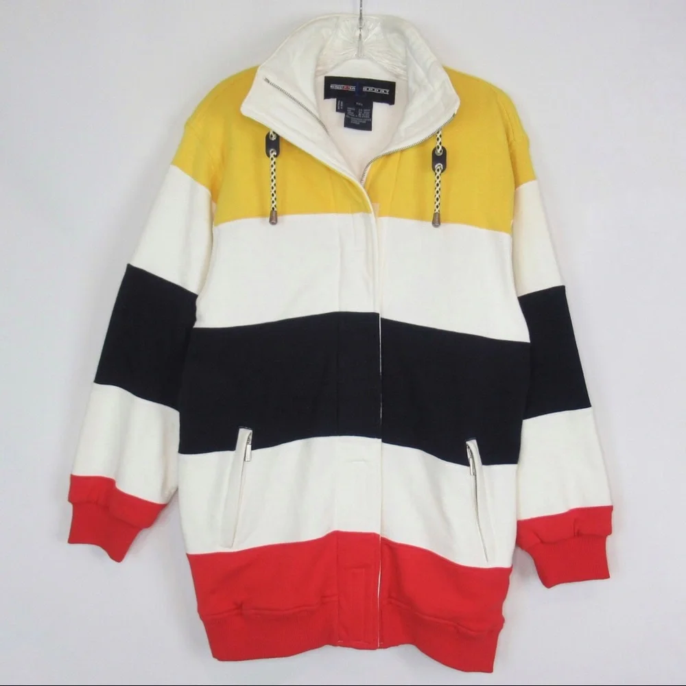 Escada Sport Vintage Zip Front Colorblock Sweatshirt Mens Small